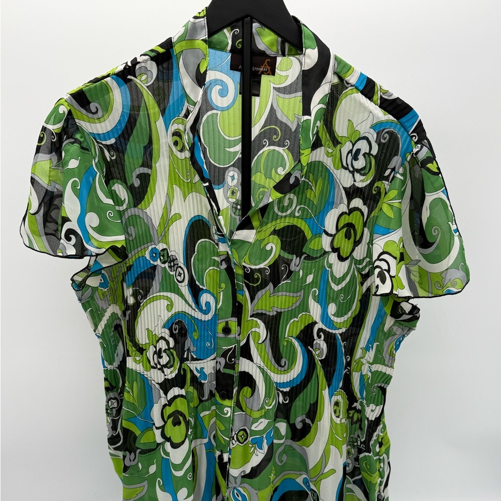 Ashley Stewart Colorful Swirl Print Blouse Size 18